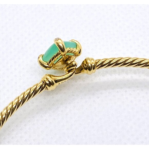 David Yurman Chatelaine Diamond Bracelet Bangle Chrysoprase 6.25" - Picture 8 of 10